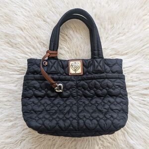 Brighton Kamille Quilted Heart Nylon Cross Body Bag in Black